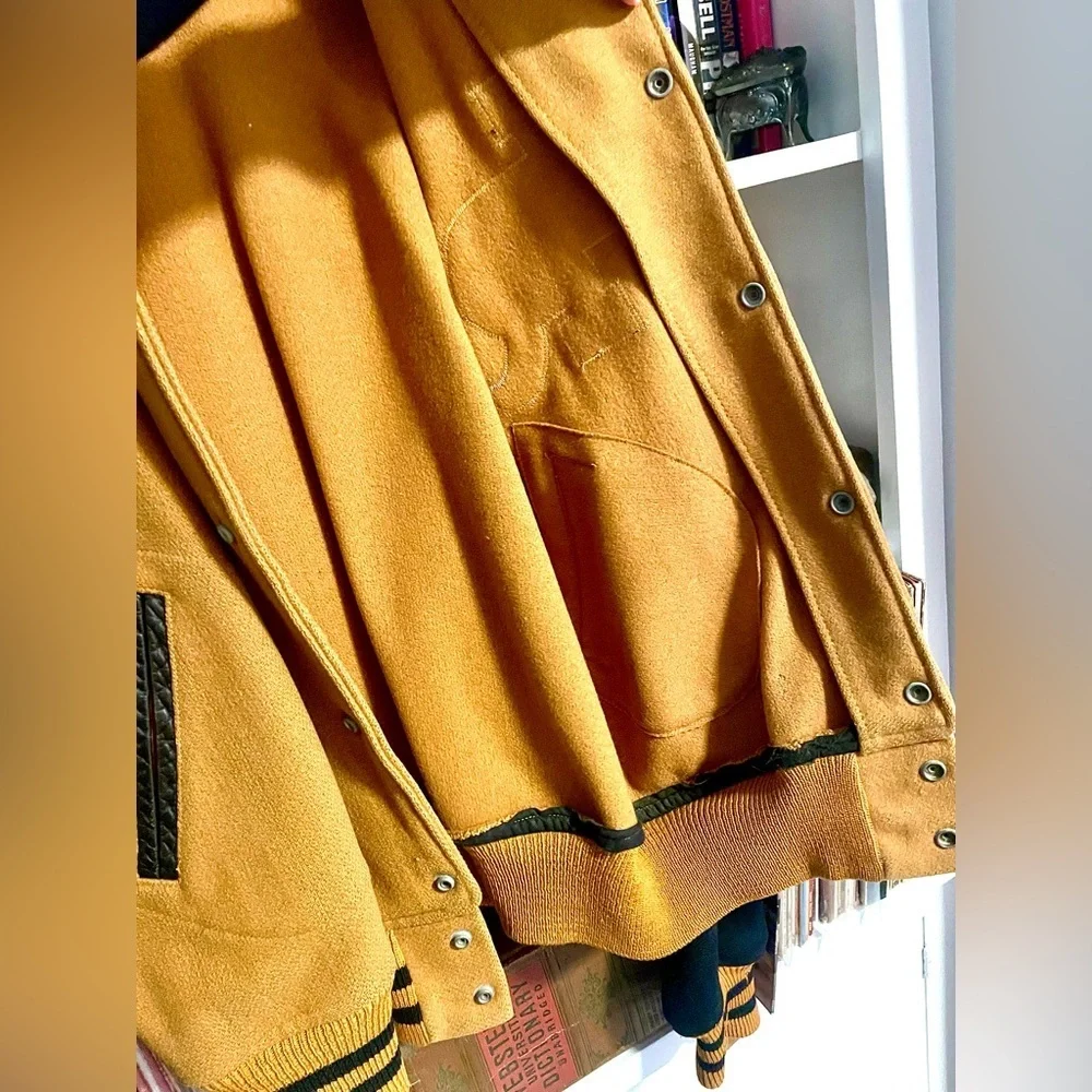 Vintage Letterman Varsity Jacket Wool Black Gold LR Central High School Arkansas